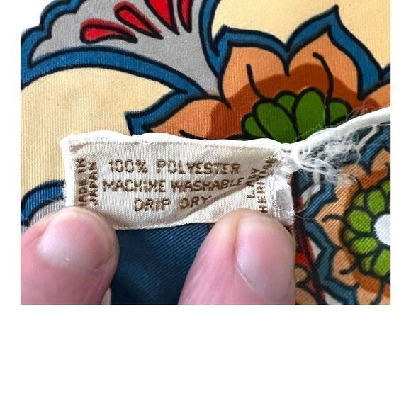 Vintage Made In Japan Hand Block Print Floral Vine Spring Boho Scarf 46”X 15” - Picture 6 of 6